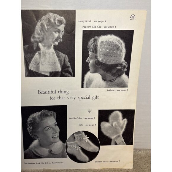 Vintage Beehive Angoras Knitting Pattern Booklet By Patons & Baldwins - Picture 4 of 6